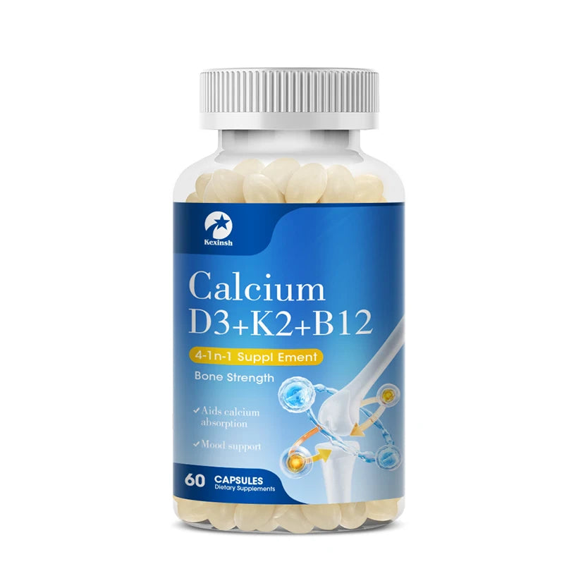 Kexinsh Vitamin D3K2 Capsules Vb12 Calcium Support Calcium Absorption Bone Teeth Heart Brain Health  Joints Immune Function