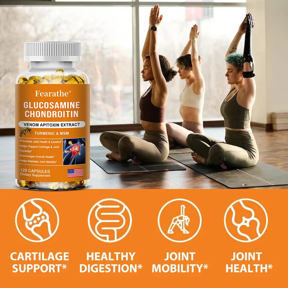 Glucosamine Chondroitin MSM Turmeric Supplement - Supports Cartilage and Joint Health, Flexibility, and Overall Well-being