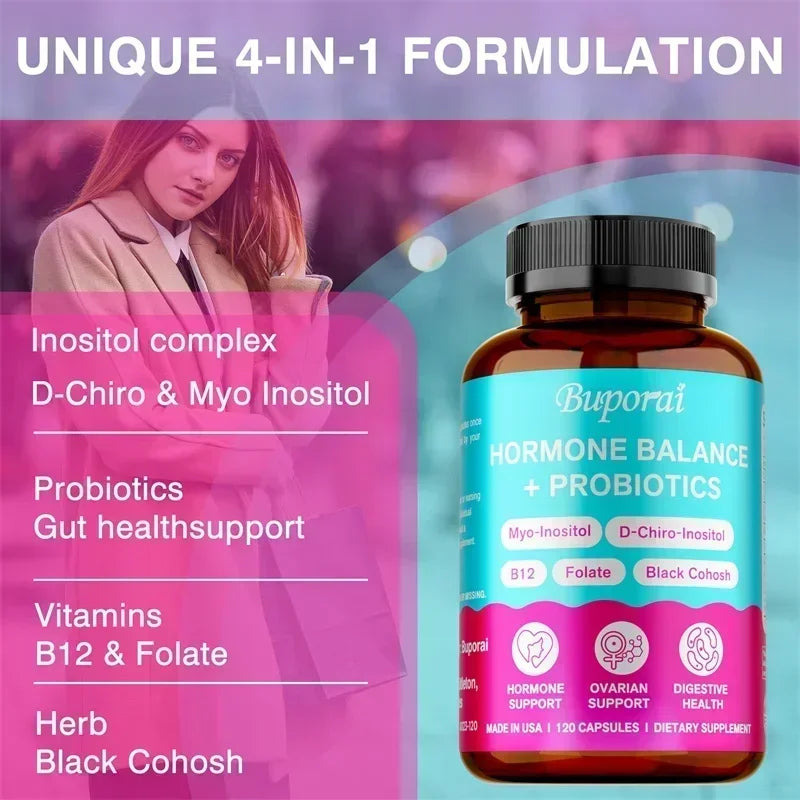 Hormone Balance + Probiotics - Supports Women's Health & Ovarian Function, Relieves Menopausal Discomfort - 120pcs