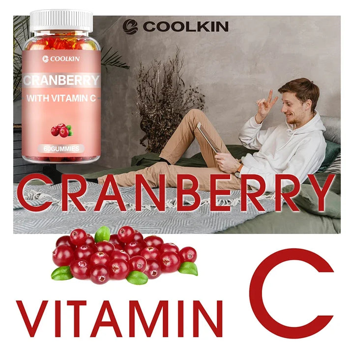 Cranberry + Vitamin C Gummies - for Bladder, Kidney and Urinary Tract Health, Detoxification and Immune Support - 60 Gummies