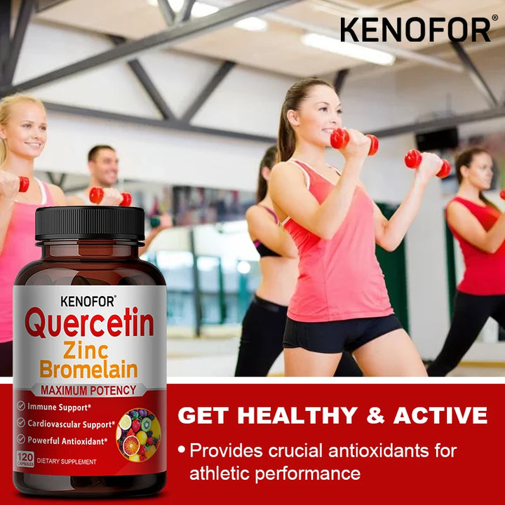 Quercetin Supplements, Containing Bromelain and Zinc, Anti-aging, Immune Support, Improved Digestion, Cardiovascular Health
