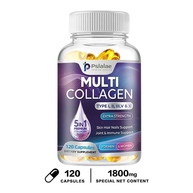 Multiple Collagen Complex - Types I, II, III, V, and X - Hair, Skin, Nail, Bones, Joint Health Support