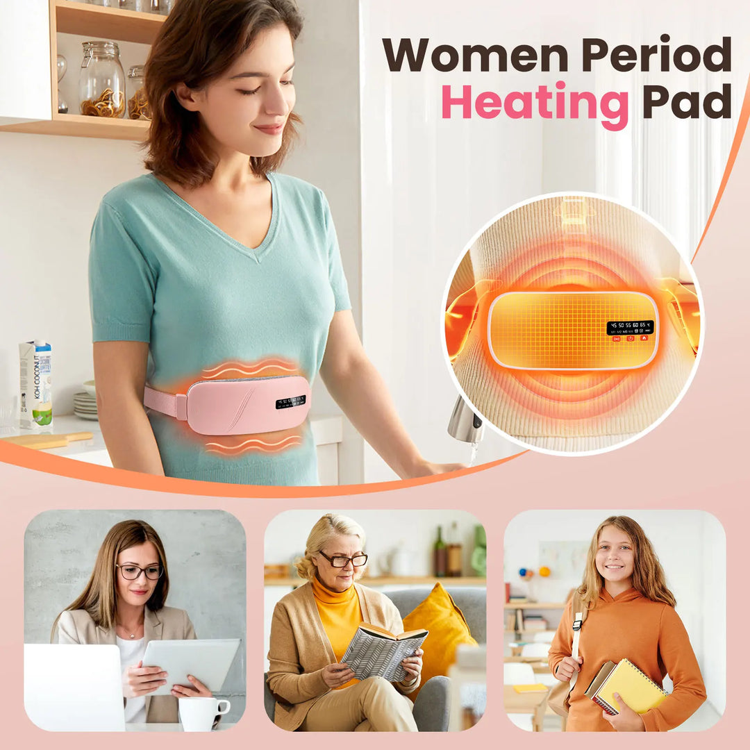 Electric Heating Pad Menstrual Cramp Massager Belt Women Period Care Hot Compress Device Vibration Abdominal Ulter Warmer Belt