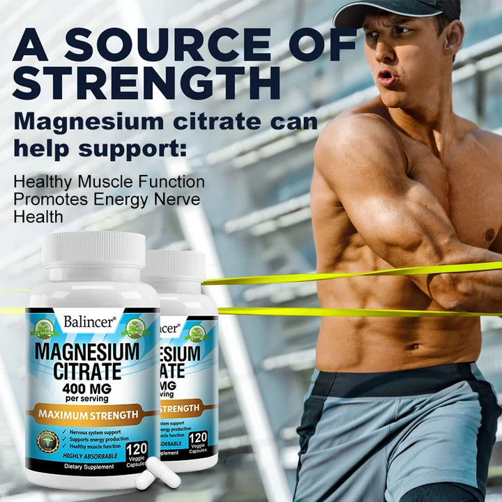 Balincer Magnesium Citrate Supplement, Supports Muscles, Nervous System, Relieves Fatigue, Supports Bone and Heart Health