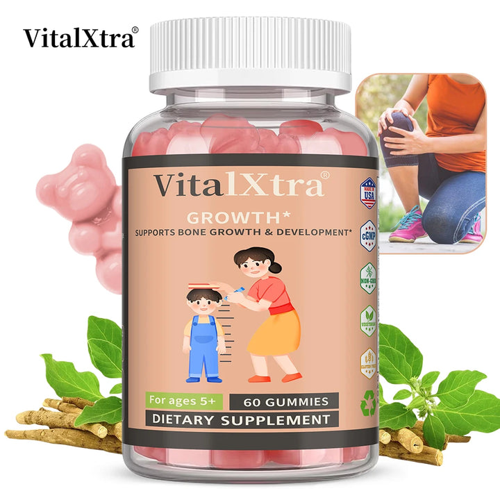 Height Growth Gummies - with Ashwaganda & Calcium,Supports Bone Growth & Development for Kids, Teens, & Young Adults