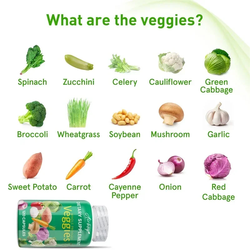 Veggies Supplement - Natural Antioxidant That Supports Energy Levels, Improves Digestion, Boosts Immunity and Maintains Vitality