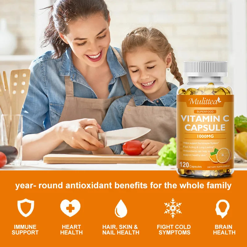 Mulittea Vitamin C 1000mg Rich In Antioxidant Helps Skin & nail and Hair Health Beauty Health Helper