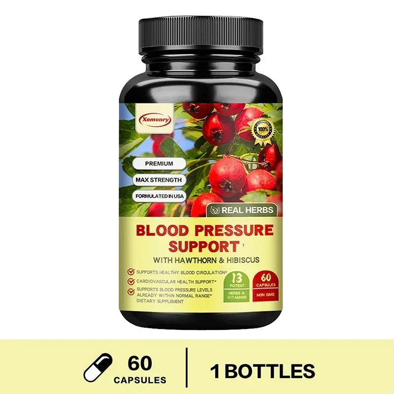 Blood Pressure Support Capsules - Enhances Immunity, Increases Blood Circulation, Healthy Cardiovascular, Brain, Heart
