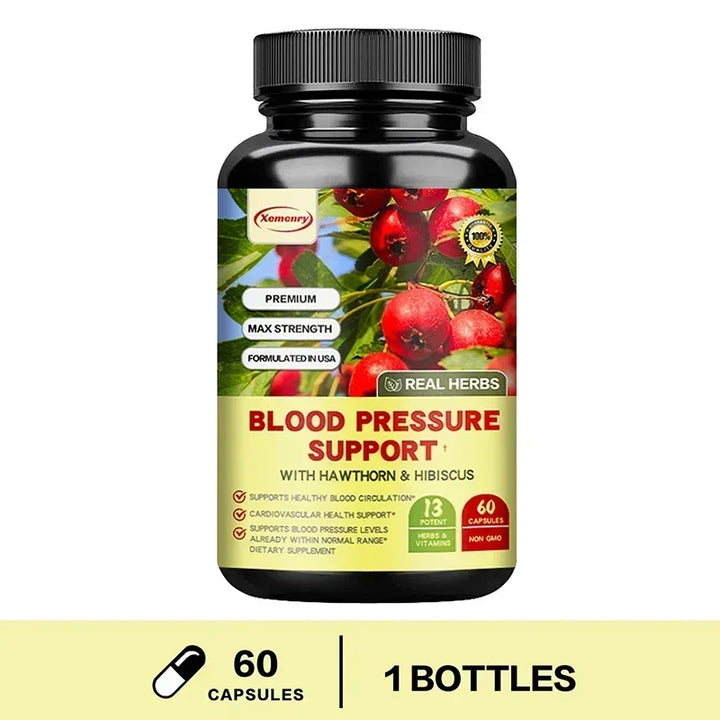 Blood Pressure Support Capsules - Enhances Immunity, Increases Blood Circulation, Healthy Cardiovascular, Brain, Heart