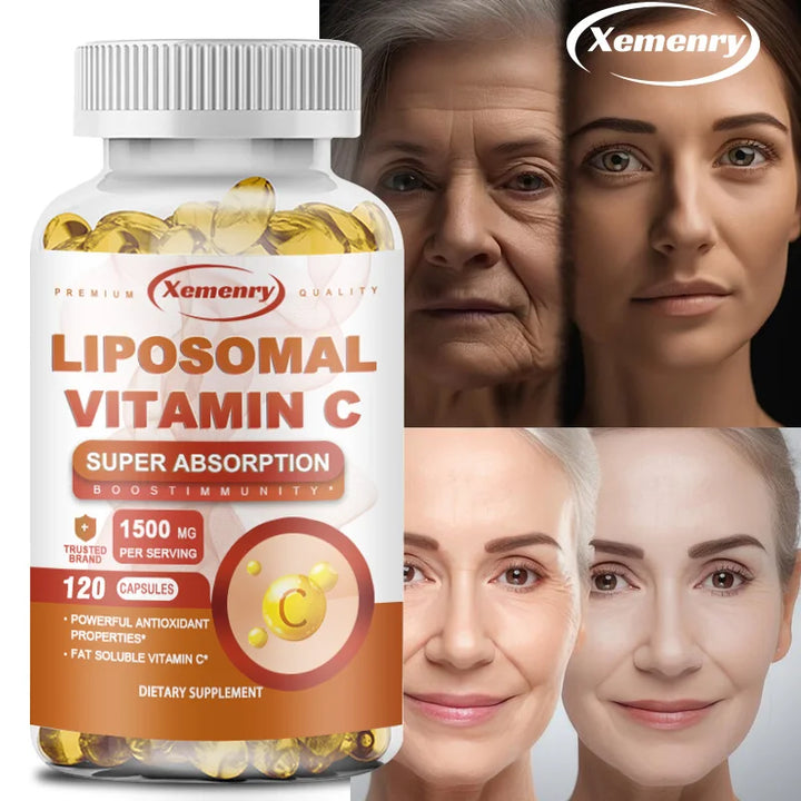 Liposomal Vitamin C - Anti-oxidation and Anti-aging, Improve Skin Condition, Reduce Wrinkles, Moisturize Skin - 120 Capsules
