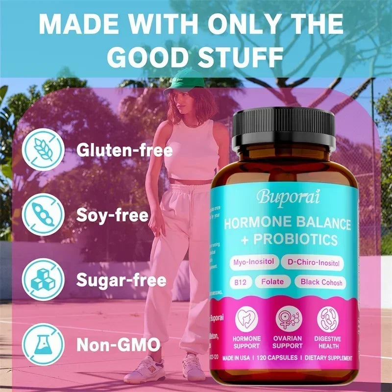 Hormone Balance + Probiotics - Supports Women's Health & Ovarian Function, Relieves Menopausal Discomfort - 120pcs
