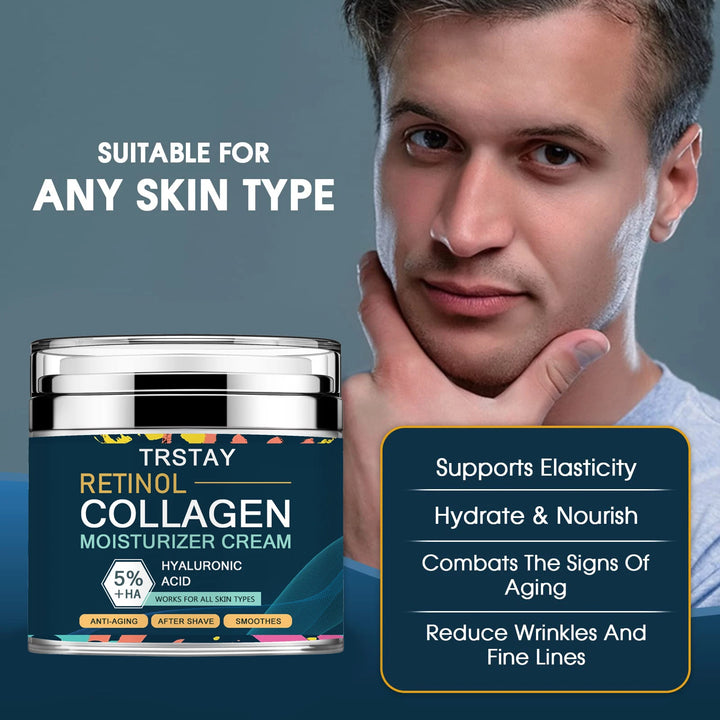 Mens Face Moisturizer Cream, Face Collagen Cream with Hyaluronic Acid Day and Night Nourishing and Moisturizing for Man (50ml 1.