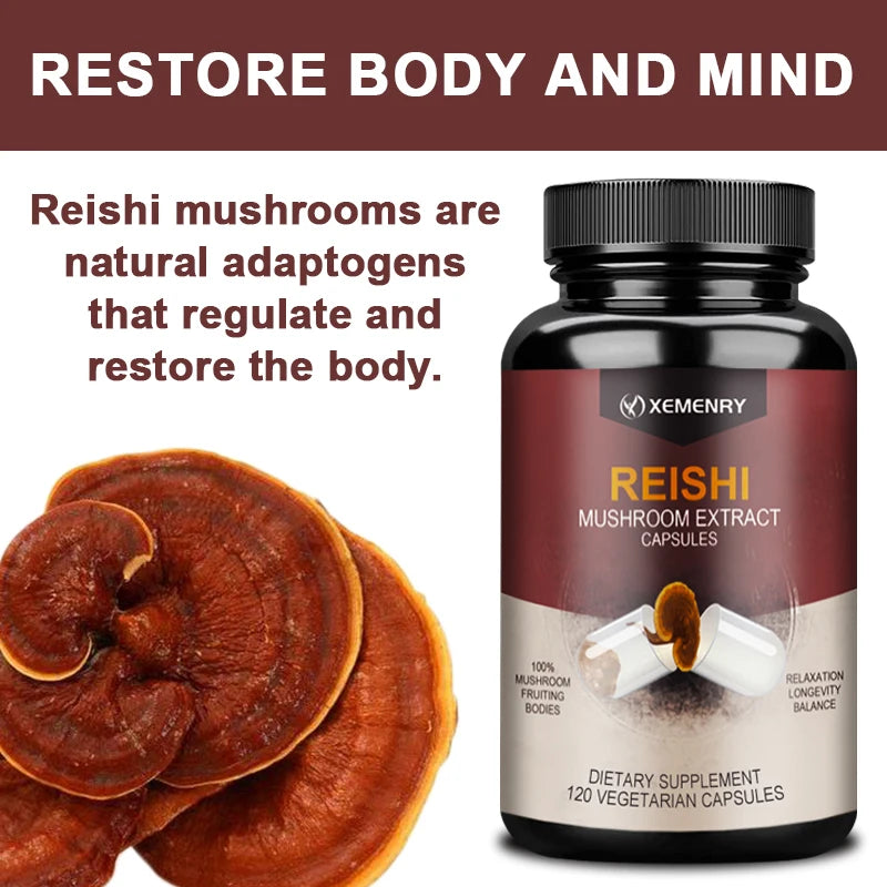 Reishi Capsules - Relieve Stress, Improve Sleep and Cognitive Function, and Enhance Immunity