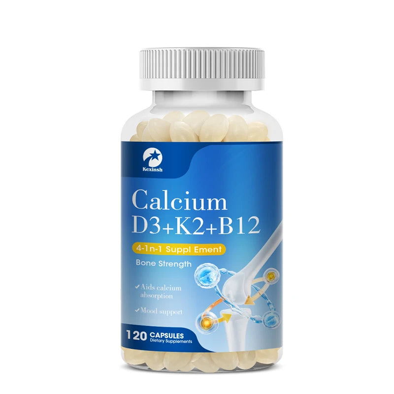 Kexinsh Vitamin D3K2 Capsules Vb12 Calcium Support Calcium Absorption Bone Teeth Heart Brain Health  Joints Immune Function
