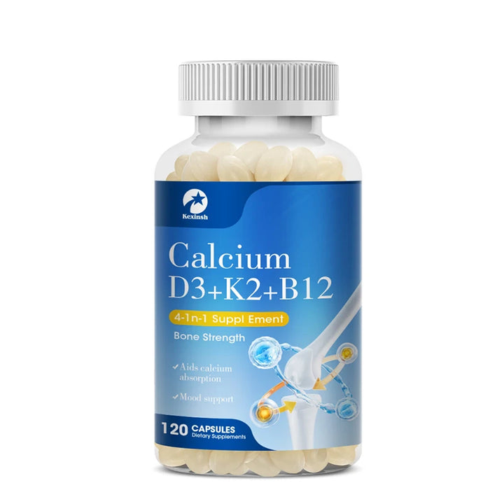 Kexinsh Vitamin D3K2 Capsules Vb12 Calcium Support Calcium Absorption Bone Teeth Heart Brain Health  Joints Immune Function