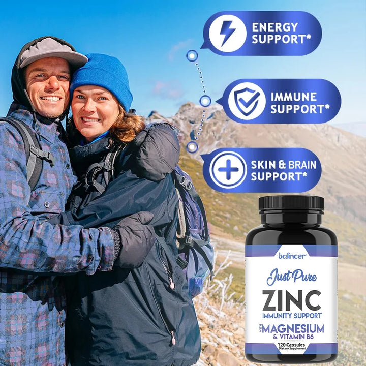 Zinc Supplements - Promotes Energy Production, Supports Immune System and Overall Health, Non-GMO, Gluten-Free