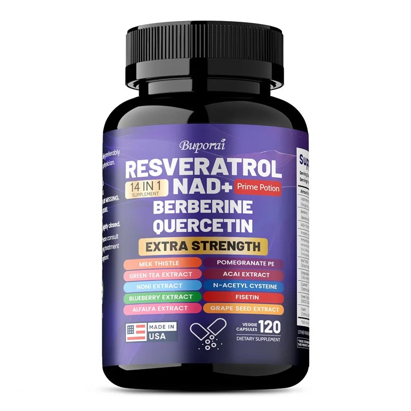 Resveratrol Nad+ Berberine, Quercetin - Improve Aging, Anti-oxidation, Regulate Metabolism, Protect Nerves