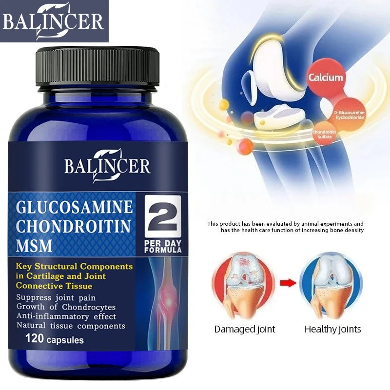 Glucosamine Chondroitin MSM Capsules, for Joint Health, Promotes Bone and Joint Mobility, Dietary Supplement