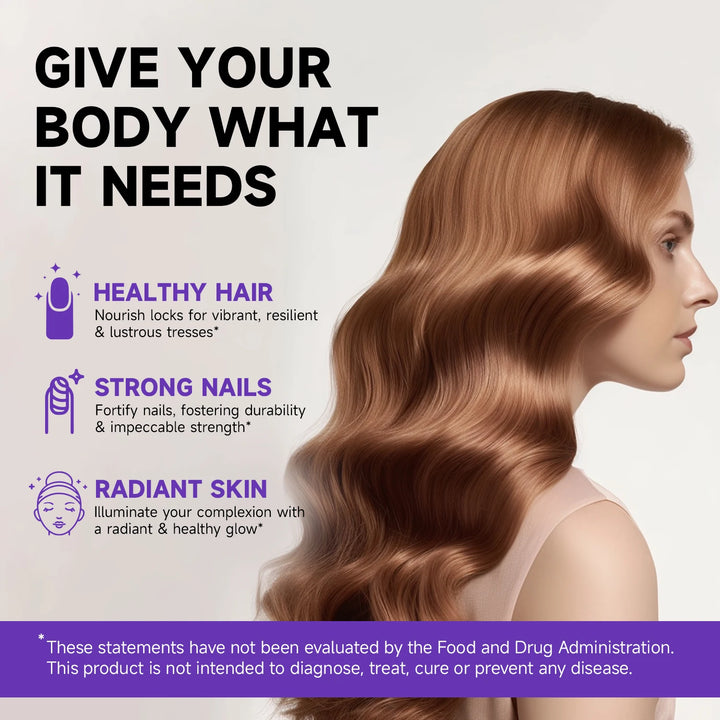 Biotin Collagen&Keratin 25000 mcg Vitamins B2, B3, B6 - Non-GMO Dietary Supplement for Hair Growth Support - USA Made - 60 caps