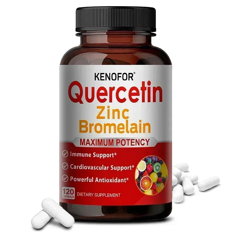 Quercetin Supplements, Containing Bromelain and Zinc, Anti-aging, Immune Support, Improved Digestion, Cardiovascular Health