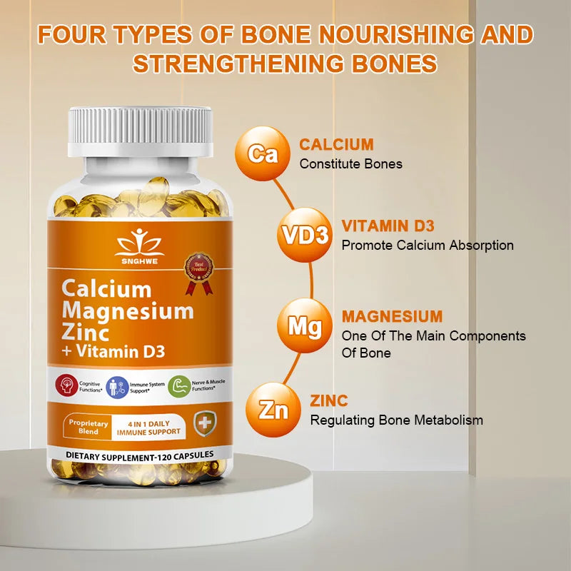 Calcium Magnesium Zinc D3 Supplement - Calcium 1000mg - Magnesium 400mg - Zinc 25mg Plus Vitamin D3 | Non-GMO | Gluten Free