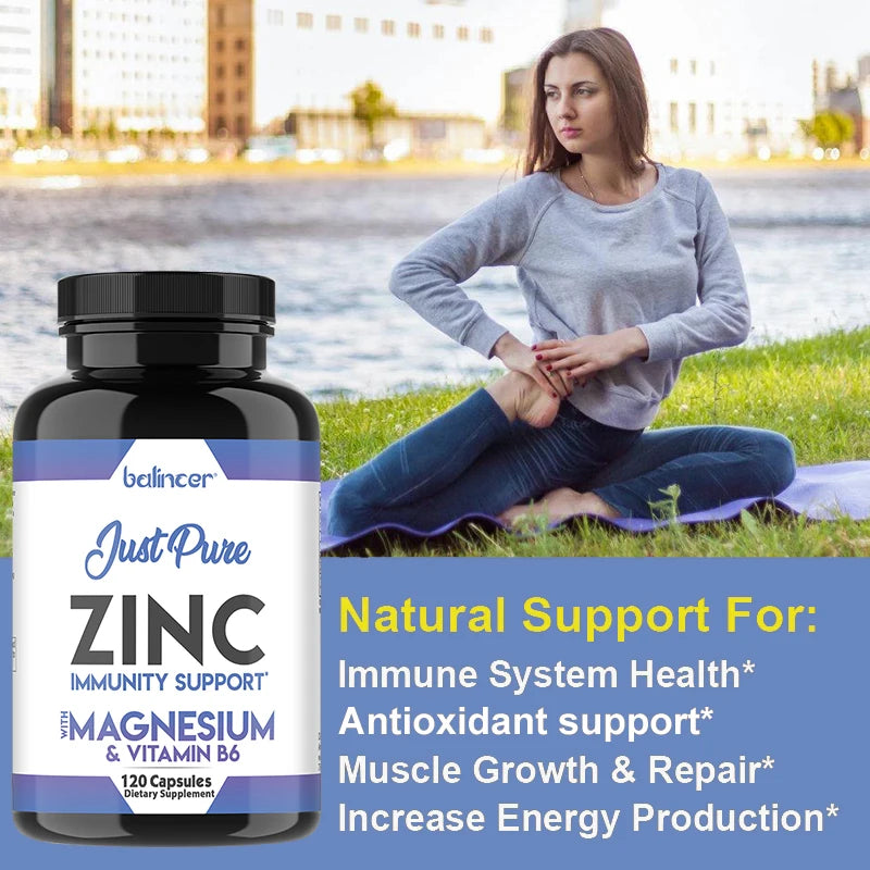 Zinc Supplements - Promotes Energy Production, Supports Immune System and Overall Health, Non-GMO, Gluten-Free
