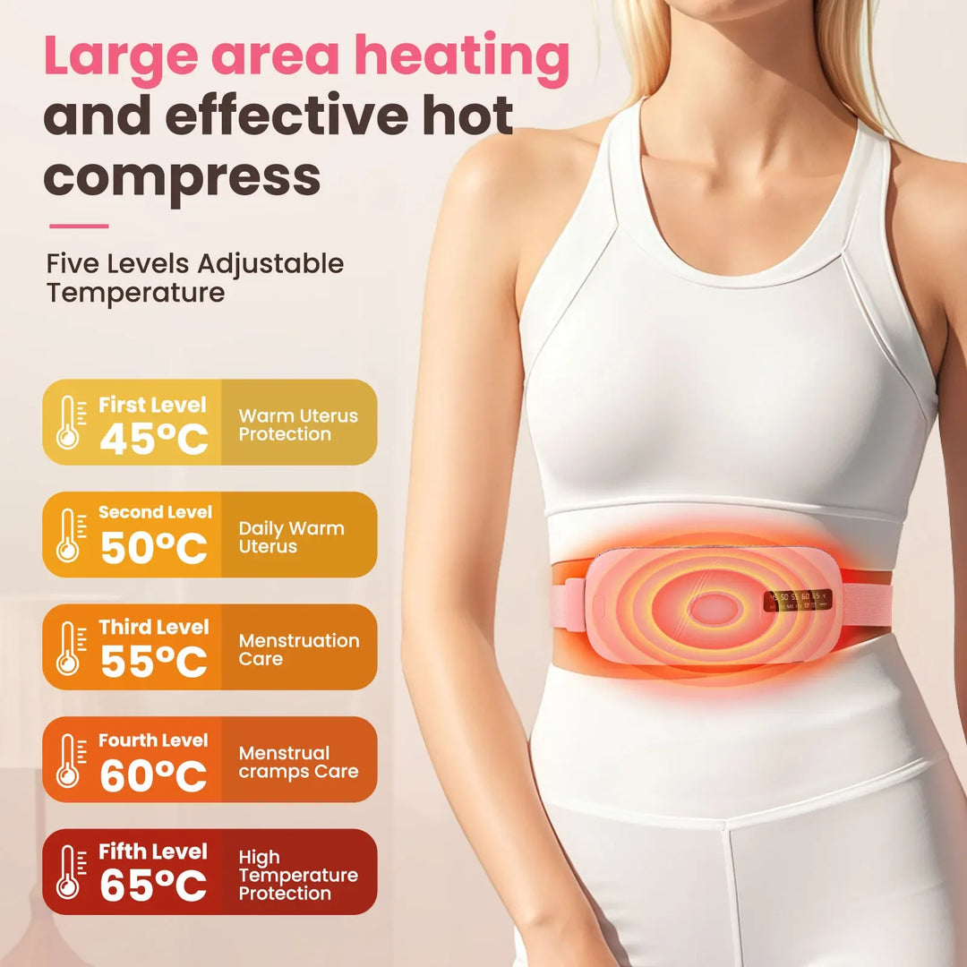 Menstrual Heating Pad Abdominal Massager Warm Palace Belt for Female Cramps Period Pain Relief Waist Vibration Massage Device