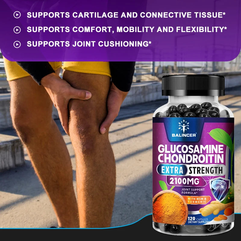 Glucosamine Chondroitin - Supports Joint and Cartilage Health, Promoting Joint Mobility and Comfort - 120 Capsules