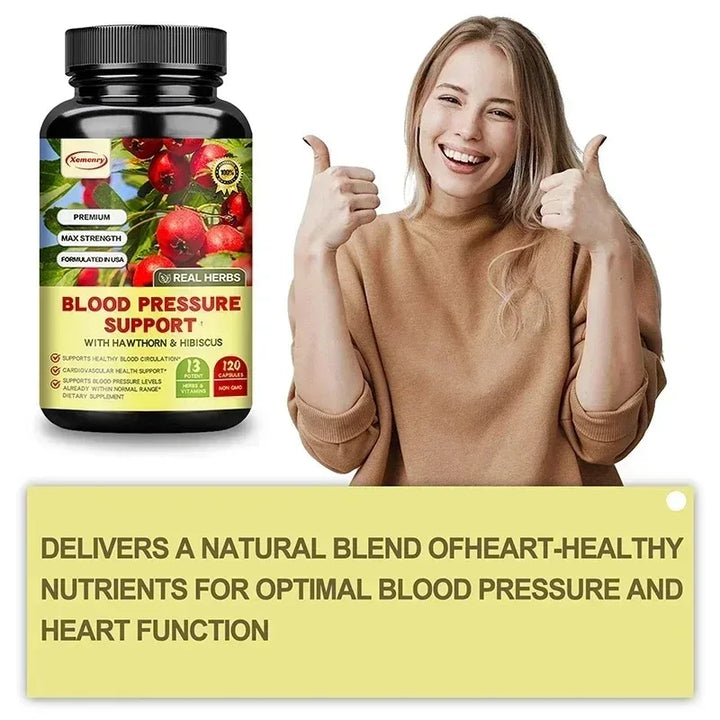 Blood Pressure Support Capsules - Enhances Immunity, Increases Blood Circulation, Healthy Cardiovascular, Brain, Heart