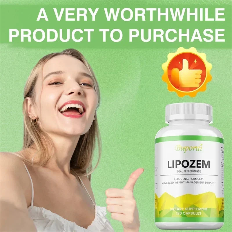 Natural Lipozem - Boosts Energy, Appetite Suppressant, Fat Burner, Relieves Bloating and Constipation, Improves Metabolism