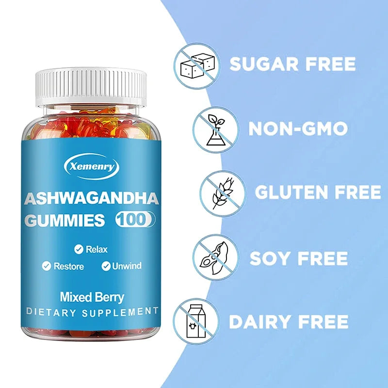 Ashwagandha Gummies - Relieve Stress, Improve Sleep, Improve Energy and Endurance, Muscle Mass, Boost Immunity