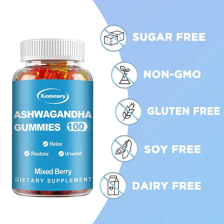 Ashwagandha Gummies - Relieve Stress, Improve Sleep, Improve Energy and Endurance, Muscle Mass, Boost Immunity