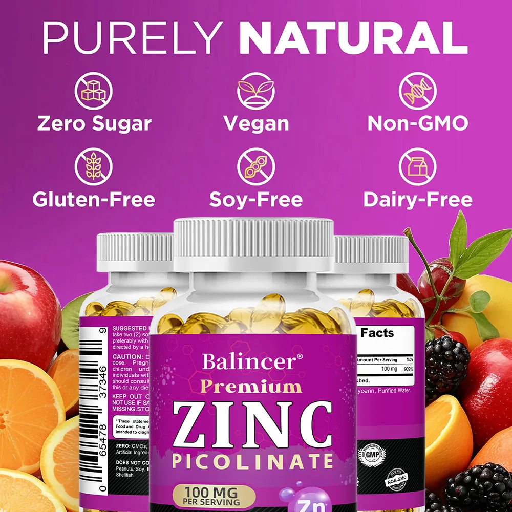 Zinc Picolinate 100 Mg - Superior Zinc Absorption Boosts Immune Support, Sleep & Energy, Supports Respiratory Health