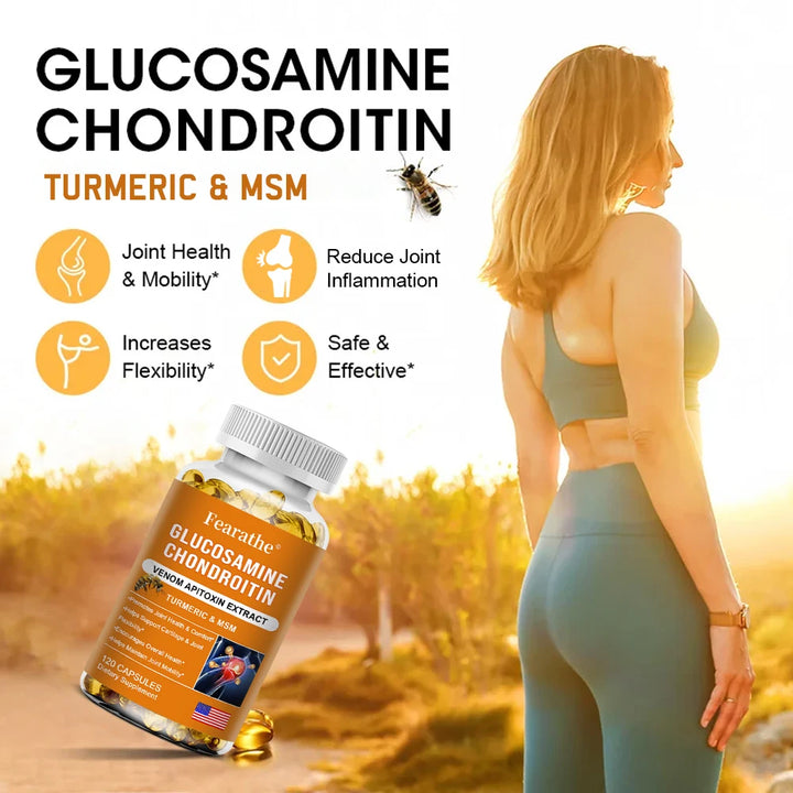 Glucosamine Chondroitin MSM Turmeric Supplement - Supports Cartilage and Joint Health, Flexibility, and Overall Well-being