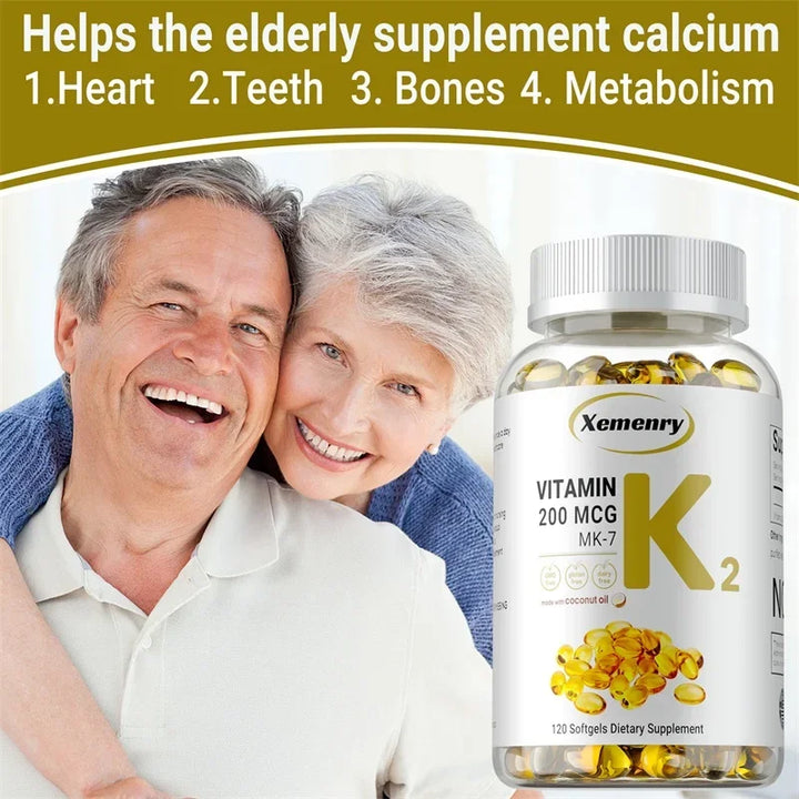 Vitamin K2 MK-7 Supplement - Supports Bone Density, Teeth, Skin, Heart Health and Immunity