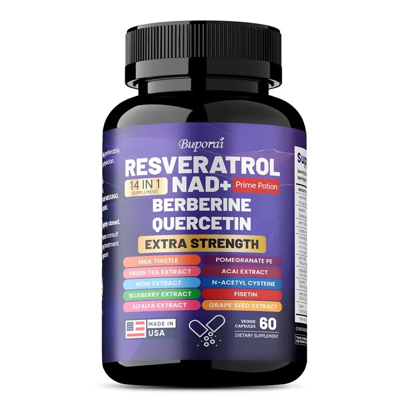 Resveratrol Nad+ Berberine, Quercetin - Improve Aging, Anti-oxidation, Regulate Metabolism, Protect Nerves