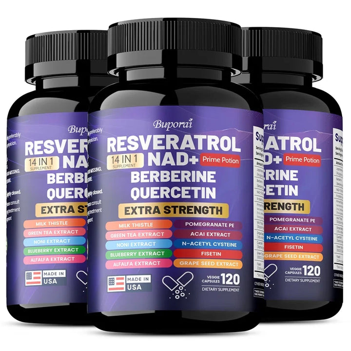 Resveratrol Nad+ Berberine, Quercetin - Improve Aging, Anti-oxidation, Regulate Metabolism, Protect Nerves