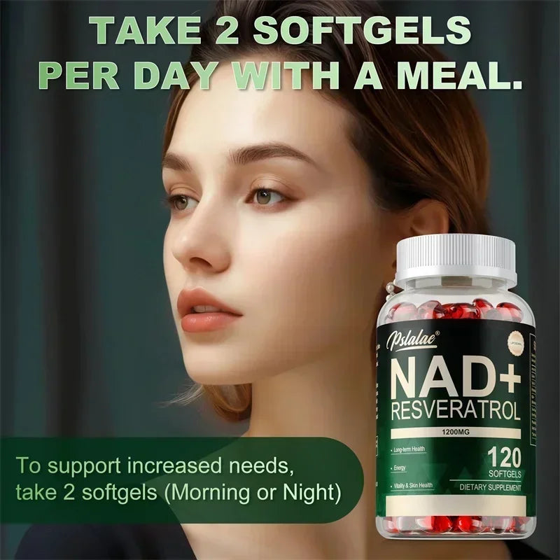 NAD+ Resveratrol - Supports Cellular Energy & Repair, Vitality, Healthy Aging, Metabolism, Cellular Health Supplement