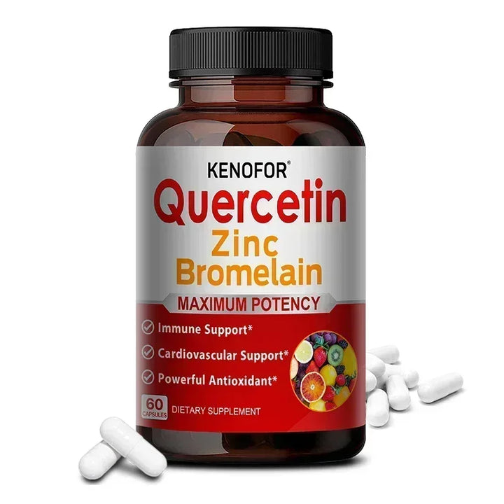 Quercetin Supplements, Containing Bromelain and Zinc, Anti-aging, Immune Support, Improved Digestion, Cardiovascular Health