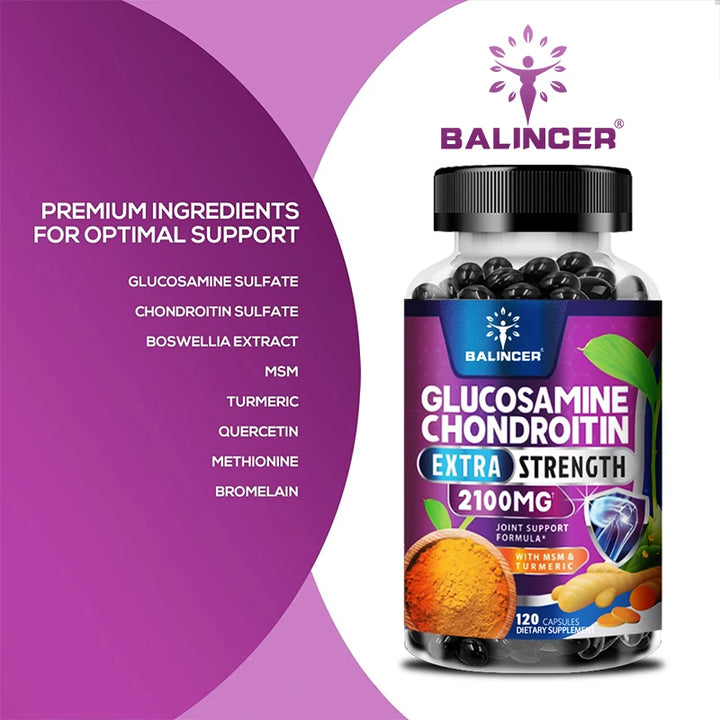Glucosamine Chondroitin - Supports Joint and Cartilage Health, Promoting Joint Mobility and Comfort - 120 Capsules