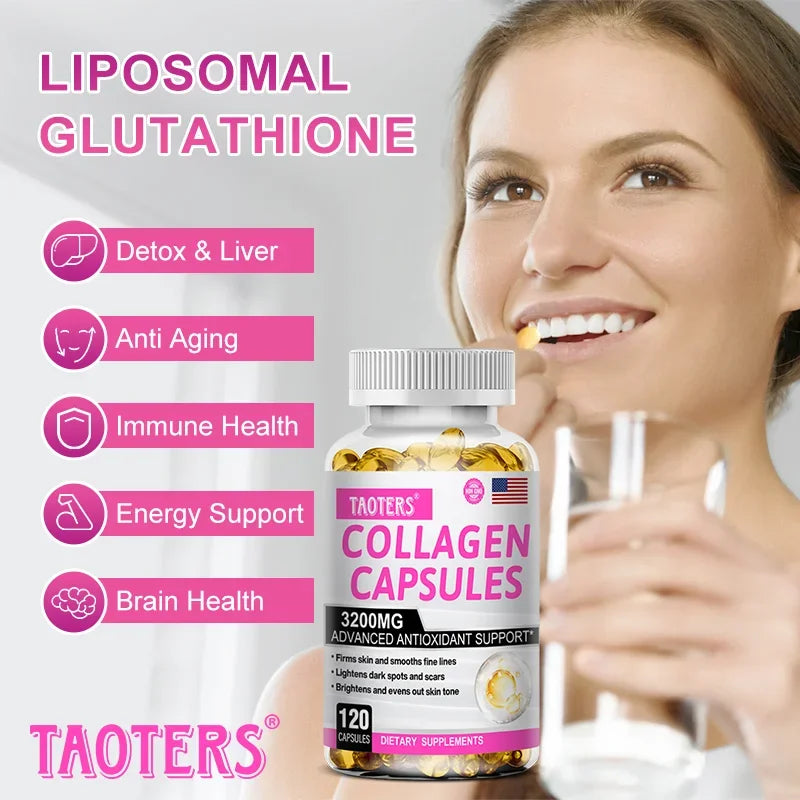 TAOTERS Collagen Supplement - Contains Glutathione To Reduce Wrinkles and Promote Healthy Skin, Hair and Nails, Antioxidant