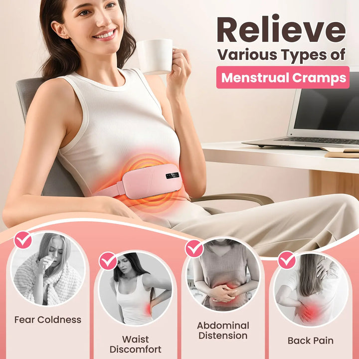 Menstrual Heating Pad Abdominal Massager Warm Palace Belt for Female Cramps Period Pain Relief Waist Vibration Massage Device